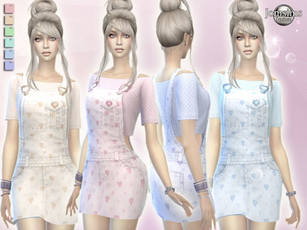  The Sims Resource: Erzina overalls short dress by jomsims