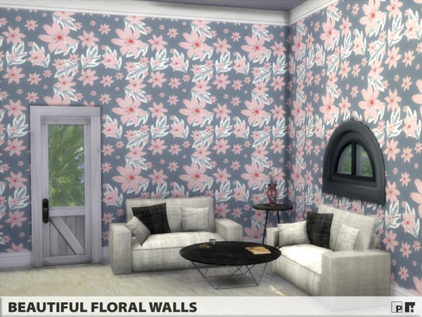  The Sims Resource: Beautiful Floral Walls by Pinkfizzzzz