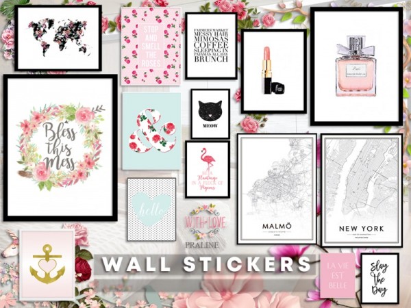  The Sims Resource: Wall Stickers by Pralinesims
