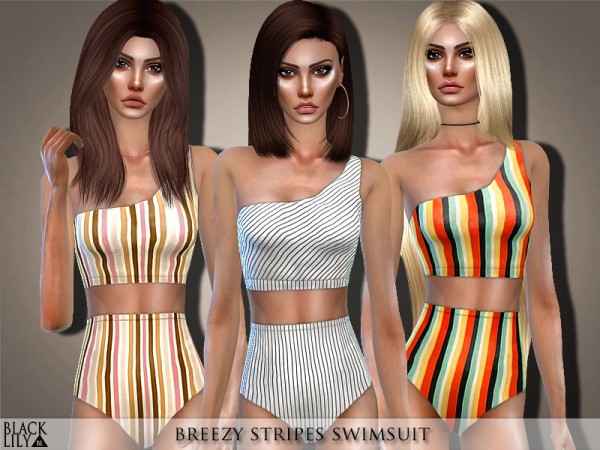  The Sims Resource: Breezy Stripes Swimsuit by Black Lily