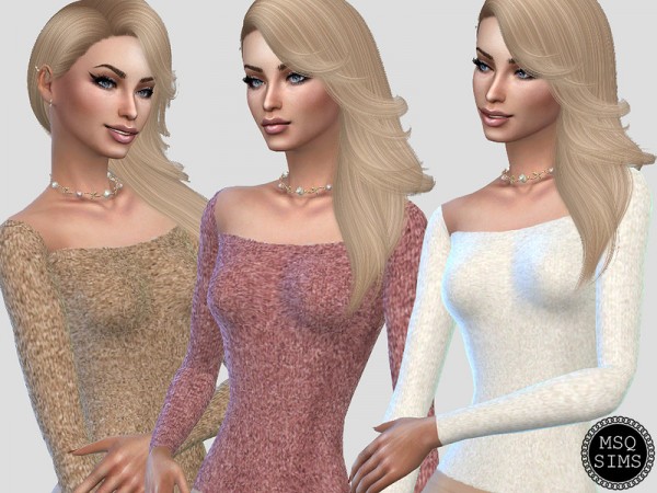  The Sims Resource: Casual Shoulder Off Top by MSQSIMS