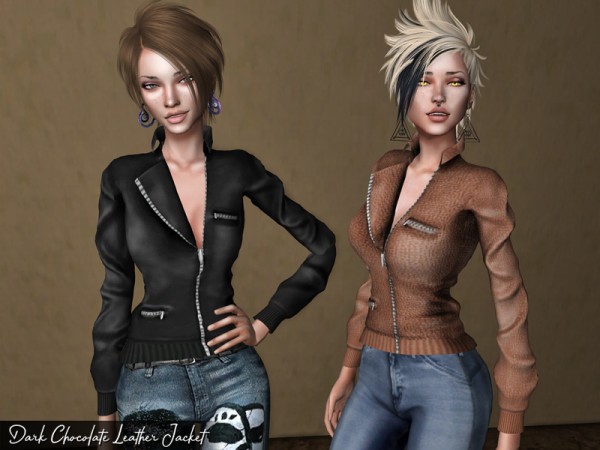  The Sims Resource: Dark Chocolate Leather Jacket by Genius666