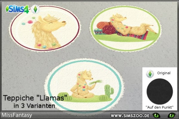  Blackys Sims 4 Zoo: Llama rugs by MissFantasy