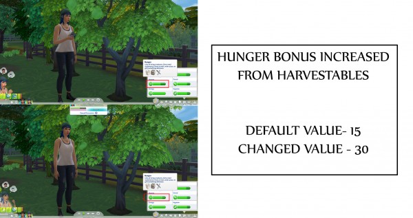 Mod The Sims: Hunger bonus Increase from harvestables by icemunmun