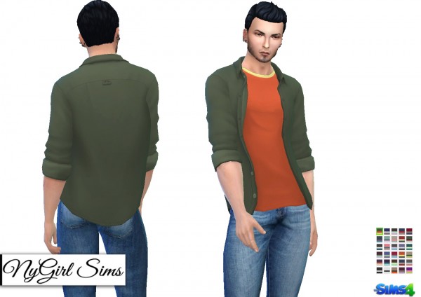  NY Girl Sims: Rolled Sleeve Button Up with Layered Tee
