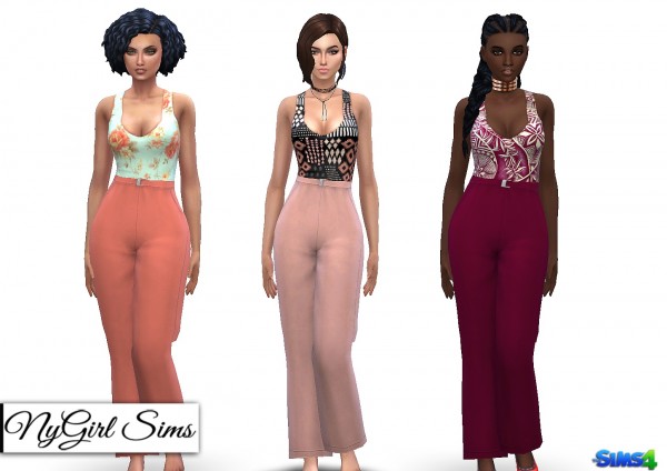  NY Girl Sims: Tank Jumpsuit with High Waist Belt