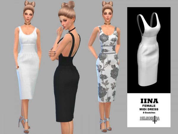  The Sims Resource: IINA   Midi Dress by Helsoseira