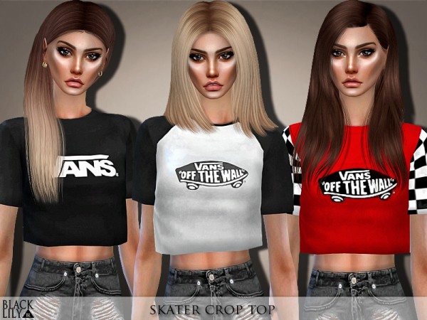  The Sims Resource: Skater Crop Top by Black Lily