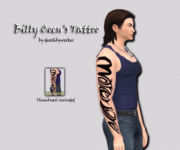  Simsworkshop: Billy Coens Tattoo by2 deathbywesker