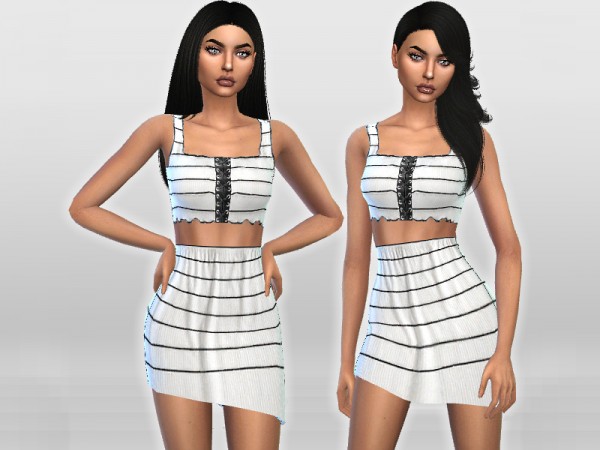  The Sims Resource: Two Piece Striped Dress by Pure Sim