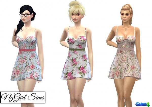  NY Girl Sims: Flared floral sundress recolored