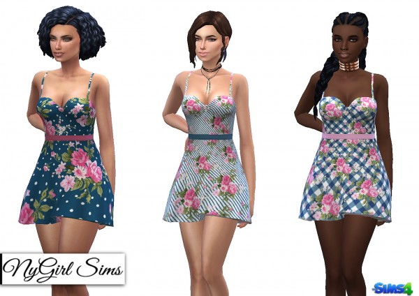  NY Girl Sims: Flared floral sundress recolored