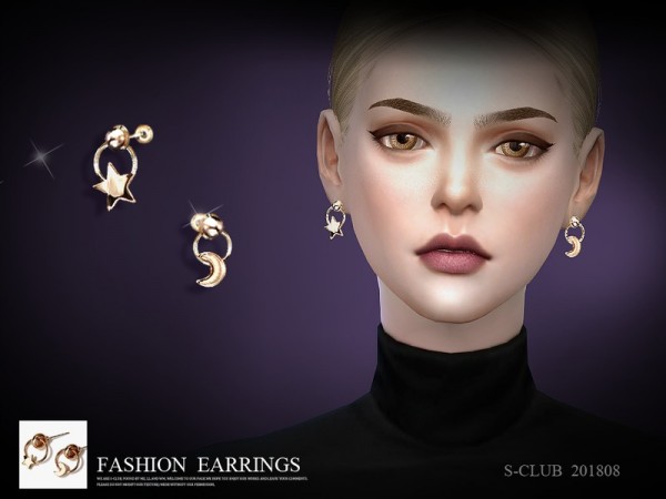  The Sims Resource: Earrings 201808 by S Club