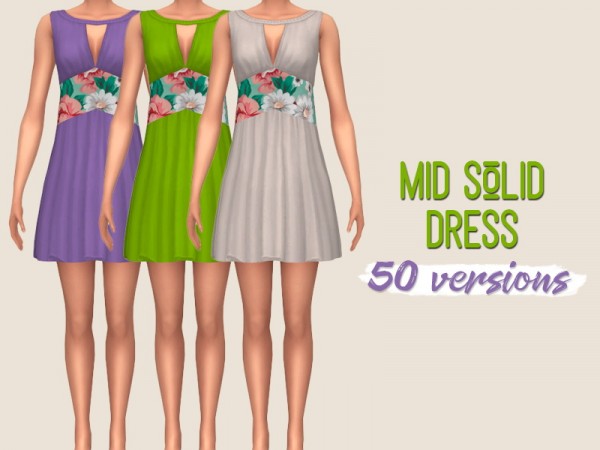  Simsworkshop: Mid Solid Dress by midnightskysims