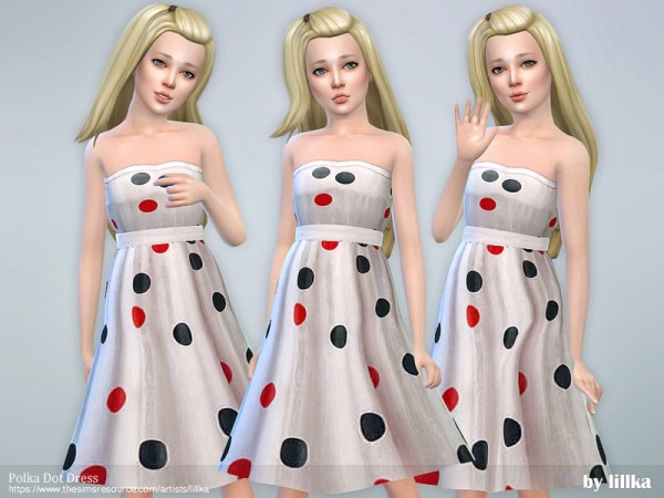  The Sims Resource: Polka Dot Dress by lillka