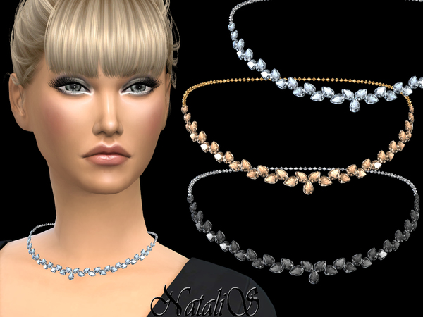  The Sims Resource: Pear cut crystals necklace by NataliS