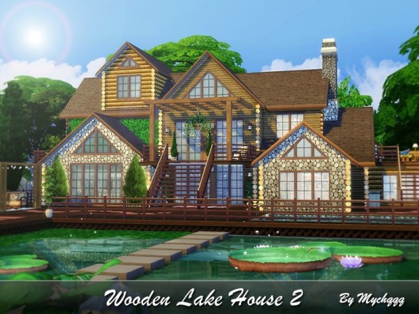  The Sims Resource: Wooden Lake House 2 by MychQQQ
