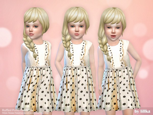  The Sims Resource: Ruffled Polka Dot Dress by lillka