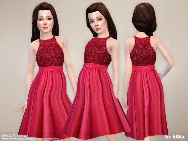  The Sims Resource: Alecia Mix Dress by lillka