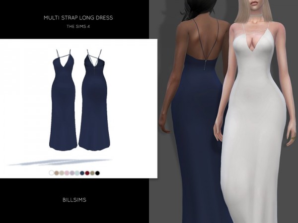  The Sims Resource: Multi Strap Long Dress by Bill Sims