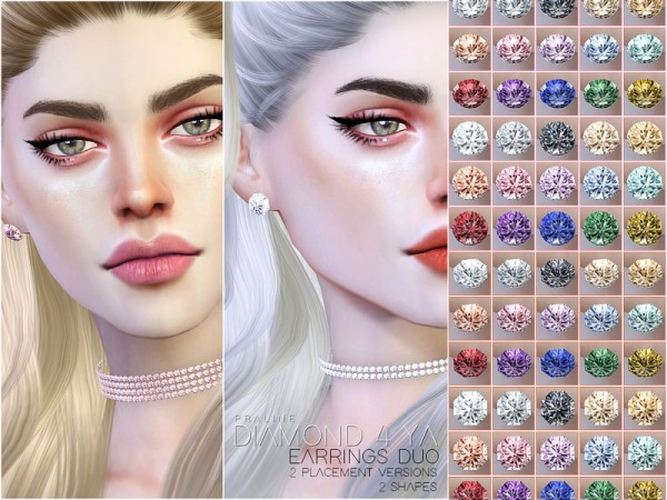  The Sims Resource: Diamond 4 Ya   Earrings Duo by Pralinesims