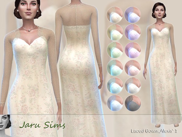  The Sims Resource: Laced Gown Alexis 1 by Jaru Sims