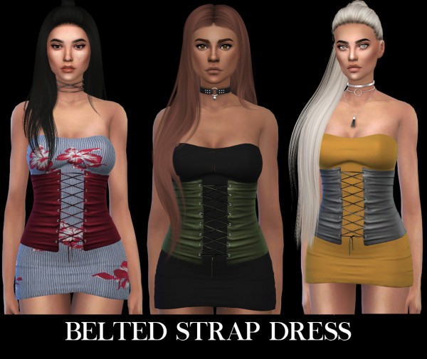  Leo 4 Sims: Belted strap dress recolor 2