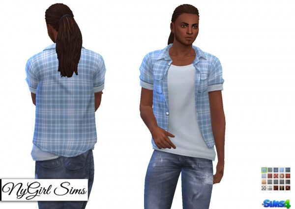  NY Girl Sims: Open Plaid Button Up with Tee