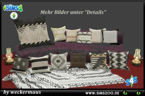  Blackys Sims 4 Zoo: Trend Nomad Chic pillows by weckermaus