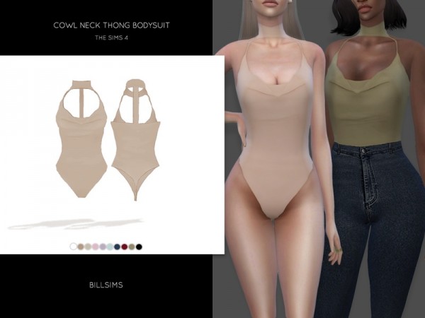  The Sims Resource: Cowl Neck Thong Bodysuit by Bill Sims
