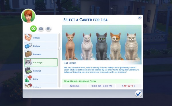  Mod The Sims: Cat Judge Career by Satira P