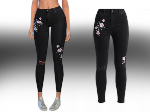  The Sims Resource: Even Odd Black Slim Fit Jeans by Saliwa