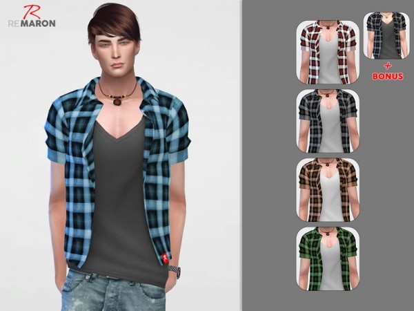 The Sims Resource: Grid shirt by remaron • Sims 4 Downloads
