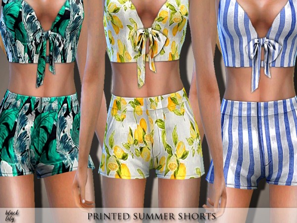  The Sims Resource: Printed Summer Shorts by Black Lily