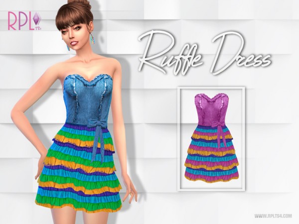  The Sims Resource: Ruffle Dress by RobertaPLobo