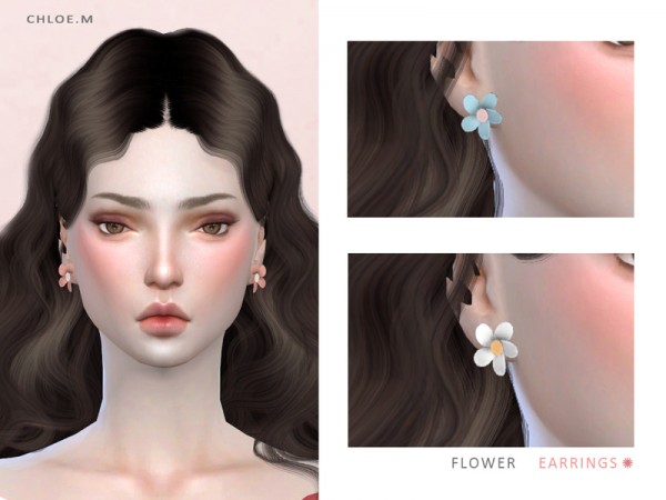  The Sims Resource: Flower earrings by ChloeMMM