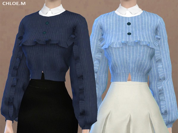  The Sims Resource: Blouse with falbala 02 by ChloeMMM
