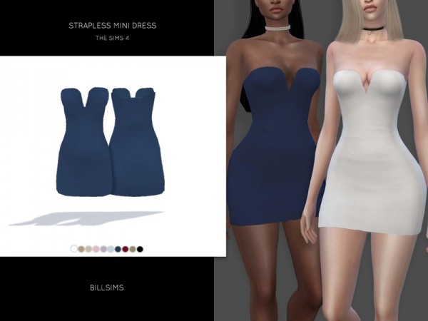  The Sims Resource: Strapless Mini Dress by Bill Sims