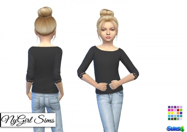 NY Girl Sims: Wide Neck Lace Trim Sweater