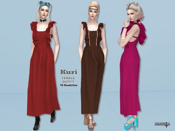  The Sims Resource: KURI   Maxi Dress by Helsoseira