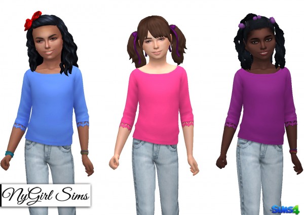 NY Girl Sims: Wide Neck Lace Trim Sweater