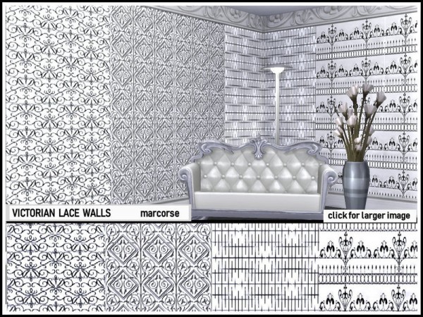 The Sims Resource: Victorian Lace Walls by marcorse