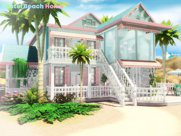 The Sims Resource: Pastel Beach Home by Pralinesims • Sims 4 Downloads