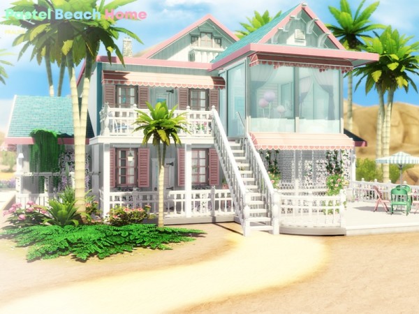 The Sims Resource: Pastel Beach Home by Pralinesims • Sims 4 Downloads