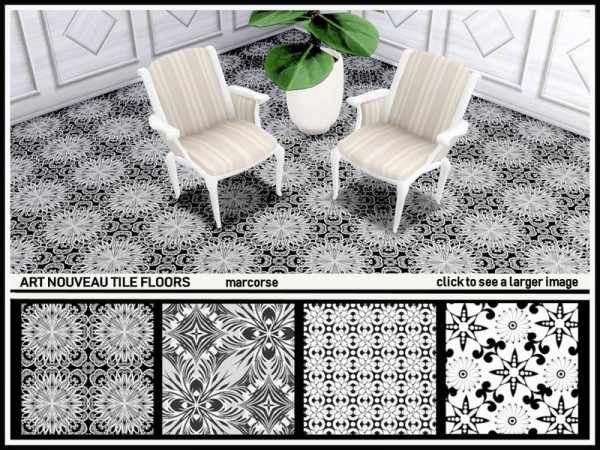  The Sims Resource: Art Nouveau Tile Floors by marcorse