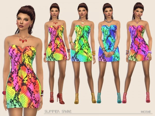  The Sims Resource: Summer Snake dress by Paogae