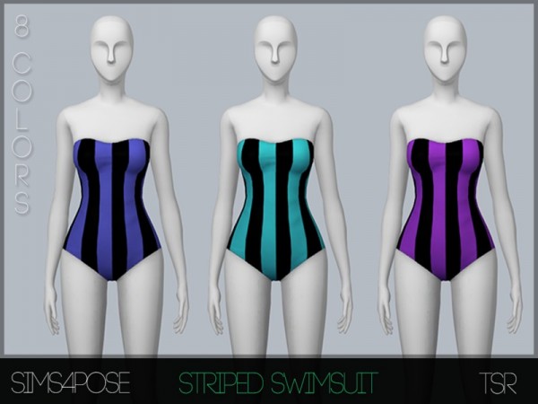  The Sims Resource: Striped Swimsuit by Sims4Pose