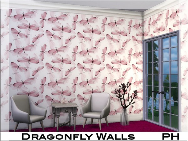  The Sims Resource: Dragonfly Walls by Pinkfizzzzz