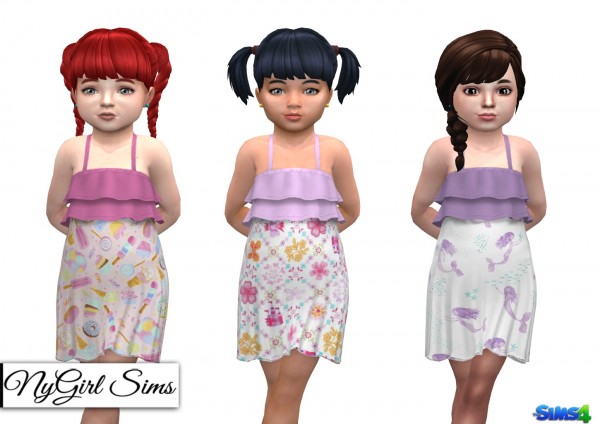  NY Girl Sims: Ruffle Top Printed Sundress