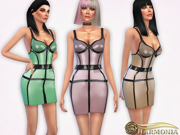  The Sims Resource: Pearl sheen Latex Cage Dress by Harmonia